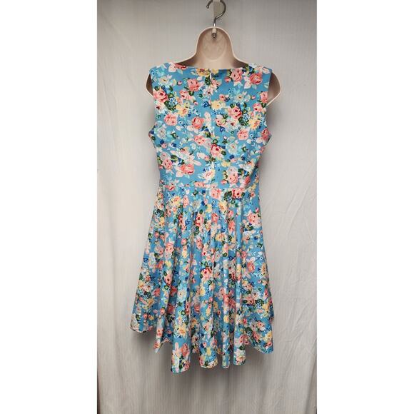 Grace Karin Retro Sleeveless Floral Fit & Flare Knee Length Dress Multi Blue M - Picture 5 of 7